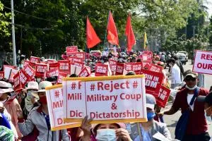 Protesting military dictatorship in Myanmar