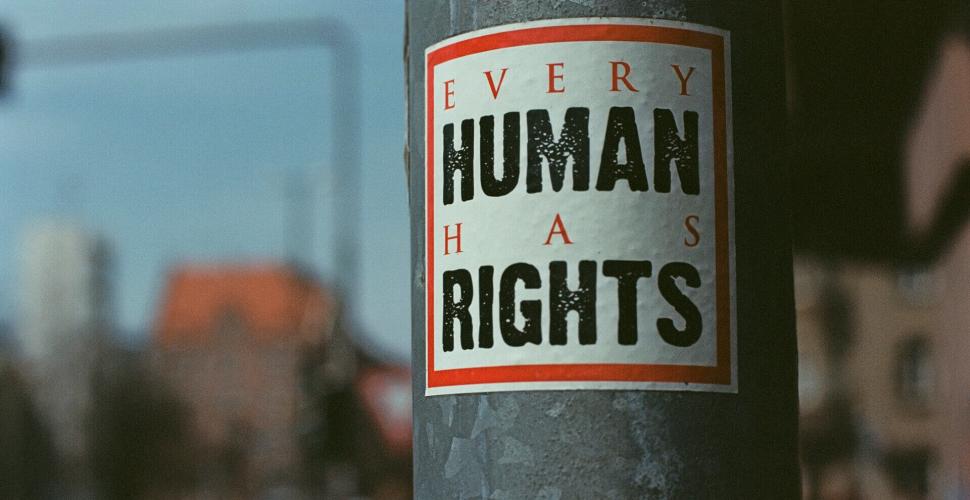 EVERY HUMAN HAS RIGHTS. Urban street art sticker.